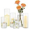 Hewory Portacandele Vetro Vaso Candele Galleggianti: Hewory Set di 6 Porta Candela da Tavolo Cilindri in Vetro Trasparente Vasi per Centrotavola Decorative Cilindrico Candelabro