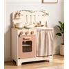 ROBUD Cucina giocattolo per bambini in legno, accessorio da cucina per bambini, con forno, grembiule e guanti
