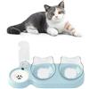 Colrid Ciotole per Gatti 3 in 1 - Doppia Ciotola Inclinata 15° Anti Vermi Con Bottiglia d'Acqua Automatica - Staccabile per Cani e Gatti (Blu)