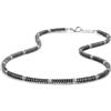 GAVU Collana da Uomo con Perline Piatte di Pietra Ematite Naturale e Acciaio Inossidabile 60cm