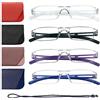 Hubeye 4 Paia Occhiali da lettura Ultraleggeri Montatura Trasparente Anti luce blu con Custodia in Pelle per Uomo e Donna 2.25