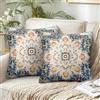 Chicamy Fodere Cuscini 40x40 Cuscini Decorativi per Divano Set di 2 Vintage Motivo Boho Mandala Federa Cuscino Lino Geometrico Etnici Tribale Copricuscino con Cerniera Invisibile per Camera da Letto