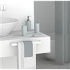 FurnitureXtra - Set di 7 accessori da bagno, in plastica, portasapone, portasapone, dispenser per sapone, bicchiere, tenda da doccia, anelli per tende e tappetino da bagno, colore: grigio