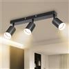 Dehobo Lampada Faretti LED da Soffitto Orientabili, Moderna Plafoniera 3 Luce GU10 Nero, Lampadario LED da Parete Interno per Barra Cameretta Cucina, Senza Lampadina