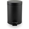 Beldray LA038098BLKFEU7 - Bidone a pedale da bagno in acciaio inox piccolo rotondo in acciaio inox per camera da letto, ufficio, cucina, toilette, cestello ruvido a chiusura morbida, secchio interno