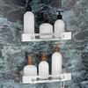 SXCDD Mensola da bagno autoadesiva quadrata argento Cestino doccia nero Cestino portaoggetti semplice e veloce (2 rettangoli in alluminio)