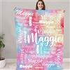 NIBESSER Coperta Personalizzata con Nome Plaid Personalizzato Comodo Morbido Coperta Pile Caldo Idea Regalo per Amici Bambini Nonni per Natale Matrimonio Compleanno, Tie-dye Rosa, 90x120cm