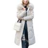 ORANDESIGNE Cappotto Donna Piumino con Cappuccio in Pelliccia Cappotti Lungo Elegante Giubbotto Lungo Cappotto Piumino Trapuntato Giacca Invernali Elegante Giubbotto Caldo Outwear A Bianco M