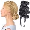 BOBIYA Kinky Zucca Capelli Sintetici Fascia Intrecciata Larga Trecce Elastico Fascia per Donne Ragazze (Nero Naturale)