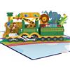 papercrush® Biglietto pop-up con treno di compleanno - Divertente biglietto di auguri 3D con ferrovia, animali e regali per bambini (bimba, bimbo, figlia, figlio, nipote) con busta per dono in denaro