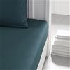 TODAY Essential - Lenzuolo con angoli, 160 x 200 cm, 2 persone, 100% cotone, tinta unita, pavone