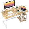 GreenForest Scrivania da Ufficio e Gaming con Supporto per Monitor, Tavolo per computer da Casa da 120 cm con Scaffle Reversibili, Scrivania da Studio per Piccoli Spazi, Beige