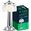 V-TAC Lampada da Tavolo senza Fili LED Dimmerabile in Metallo - Elegante Lampada color Argento Wireless per Uso Interno Casa, Ristorante, Camera da Letto - Luce Calda, Fredda, Naturale 3 in 1