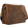 STILORD 'Noah' Vintage Borsa a tracolla Porta PC 13.3 pollici da uomo donna in vera pelle stile antico e Documenti Messenger per Università e Ufficio, kara - marrone, Colore:marrone medio