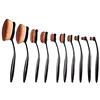 ROSETOR Set di pennelli da trucco, a forma ovale, 10 pezzi, cosmetici di bellezza, strumenti a forma di spazzolino da denti, set di pennelli ovali per crema
