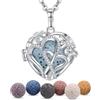 EUDORA Harmony Ball EUDORA Collana per aromaterapia Diffusore di olio essenziale Cuore Doppio ciondolo Gioielli per donne Ragazze con 7 pezzi Perle di lava, 60,69 cm