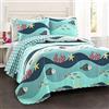 Lush Decor Sealife - Set di biancheria da letto matrimoniale, 3 pezzi, colore: blu