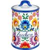 Baroni Home Barattolo Zucchero Decorato in Ceramica con Coperchio Ermetico, Accessorio da Cucina Colorato Resistente, Linea Flora, 11x11x17 cm