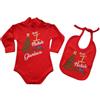 Fashion Graphic Set coordinato body lupetto il mio primo Natale e bavaglino in caldo cotone body neonato neonata personalizzabile nome Made in Italy (3 mesi, Rosso)