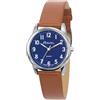 Ravel Plus - Orologio unisex resistente per l'uso quotidiano con cinturino in microfibra - Quarzo analogico giapponese - RP004L - Marrone Chiaro/Colore Argento/Quadrante Blu