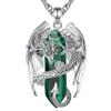 INFUSEU Collana Drago Di Malachite, Ciondolo Drago Nordico Avvolto Cilindro Gemma Cristallo, Gotico Naturale Gioielli Energia Amuleto Regalo per Uomo Donne