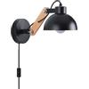 VANSINTEK Lampada da parete moderna con spina in cavo, nero Plug in applique Swing Arm Regolabile Indoor Camera da letto Bedside Industrial Wall Montate Luci Fixture Vintage Antique per il soggiorno