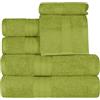 Superior Cotton Solid Highly-Absorbent Towel Asciugamani, Cotone, Essenza Verde, 6 Pc Set