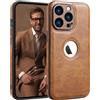 SOUTEM Custodia in pelle PU per iPhone 15 Pro Max,Cover di Protezione per L'obiettivo della Fotocamera,PU Pelle Sottile Lusso Business Antiscivolo Grip Rugged Antiurto Pieno Protettivo Case(Marrone)