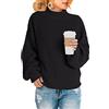 Saodimallsu Maglione da donna a collo alto oversize a pipistrello a maniche lunghe Pullover a maglia larga larga, Z Waffle Wine Rosso-bordeaux, S