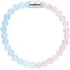 Engelsrufer Bracciale da donna elasticizzato in argento sterling con 28 vere pietre preziose, quarzo rosa e agata blu, incisione Love & Health, senza nichel, taglia: S, 17 cm, Argento sterling,