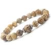 ThurColas Bracciale da donna in perle di diaspro marrone e perline tibetane
