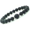 ThurColas Bracciale da donna in perline di agata nera e perline tibetane