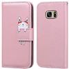 Ailisi Cover Samsung Galaxy S7 Edge, Pink Flip Cover Cartoon Cute Rabbit Custodia Protettiva Caso Libro in Pelle PU con Portafoglio, Funzione Supporto, Chiusura Magnetica - Coniglio, Oro rosa