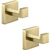YUET 2 Pezzi Ganci Parete Quadrato Accappatoio Portasciugamani in Acciaio Inox Gancio Appendiabiti Asciugamani Parete Cucina Bagno Garage Montaggio Appendere Cappotto (Oro)