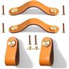 Yuaaoh Maniglie in Pelle per Mobili 4 Pezzi - Pomelli di Cuoio per Armadio, Cassettiera, Armadietti, Cassetti, Comodino - 13,8cm Arancione Chiaro