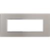 Ettroit Placca 6 moduli 506 in vetro argento compatibile anche con BTicino Axolute