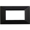 Ettroit Placca 4 moduli 504 in plastica nera Piramide compatibile anche con BTicino Axolute