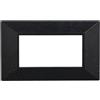 Ettroit Placca 4 moduli 504 in plastica nera brillante Piramide compatibile anche con BTicino Axolute