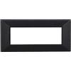 Ettroit Placca 6 moduli 506 in plastica nera brillante Piramide compatibile anche con BTicino Axolute