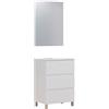 Baikal Set di mobili da bagno Neo con lavabo in ceramica e specchio luna liscia, tre cassetti, su gambe. Disponibile in diverse finiture. Mobile montato bianco