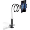 Huayifa Supporto per tablet, collo di cigno, braccio flessibile regolabile a letto, per iPad, cellulare, switch/Samsung Galaxy Tabs/ecc, lunghezza totale 98 cm (nero)