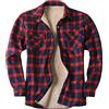YOUCAI Uomo Camicia Casual a Quadri Plaid Shirt Vintage Giacca in Flanella A Quadri Camicia Imbottita da Lavoro Camicia Termica,Nero rosso,XXXL