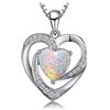 JewelryPalace 2.5ct Collana Cuore Donna Argento 925 con Creato Opale Multicolore, Collana Dorata Ciondolo Pietra a Taglio Cuore con Catena 45cm, Collane Pendenti Lunghe in Tre Ori Set Gioielli Donna