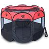FM2018XSL Recinto per Animali Domestici, Portatile Gabbia, Tenda Cucciolo Gattino, Sala Parto Gatti, Recinzione Pieghevole in Tessuto Oxford Resistente (Rosso + Nero, S(73 * 73 * 43cm))