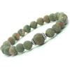 ThurColas Bracciale da donna in perline Unakite verdi e perline tibetane
