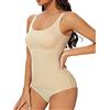 SLIMBELLE Canotta Intima da Donna Senza Cuciture con Scollo a U in Modale Modellante con Staccabile Reggiseno Integrato Senza Ferretto Camisole Spalla Larga Canotte Intimo Donna Canottiera Beige XL
