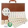 LANYOTA Set Mahjong, 3,6 x 2,7 cm, set da gioco cinese Mahjong con custodia da viaggio, 1,5 '' grande 144+2 piastrelle con numeri arabi, 2 dadi 1 indicatore del vento