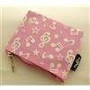 FunMusicOnline Musica a tema Mini Coin Pouch Zipper Bag - rosa bianco goffrato Musical Nota Design