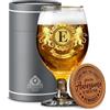 CROWNLY CRYSTAL® Bicchieri Birra Vetro Personalizzata - Idea Regalo Originale per Anniversario, Natale, Compleanno, Laurea - Per Lui, Uomo, Amica (E)