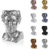 CONCRETTE Vaso da Fiori in Cemento Hermes scolpito per Esterni e Interni Realizzato architettonico Design Geometrico Originale con Effetto 3D Altezza 225 mm e 100 mm Argento